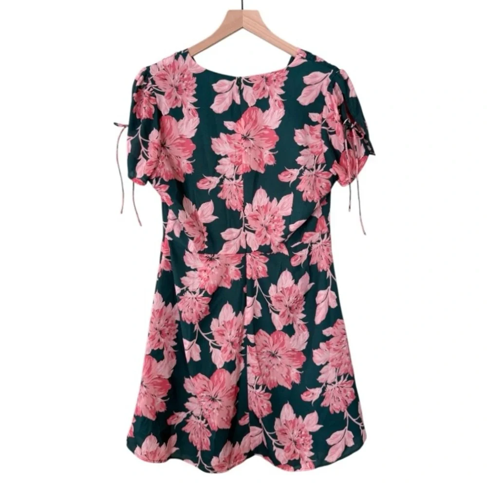 J. Crew Mercantile Floral‎ Printed Tie Shoulder Mini Dress Green Pink Size 8